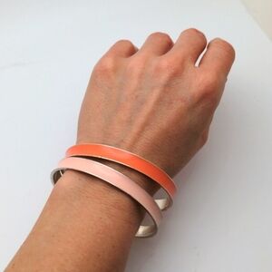 Stackable Salmon Enamel Bangles Duo